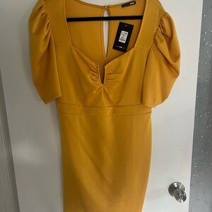 Fashion Nova Elegant Mustard Yellow Dress, New w/Tags